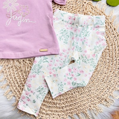 Conj. Blusa Jardim e Legging Florzinhas - Lilás
